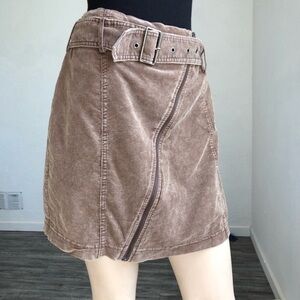Brown Corduroy Skirt with Belt